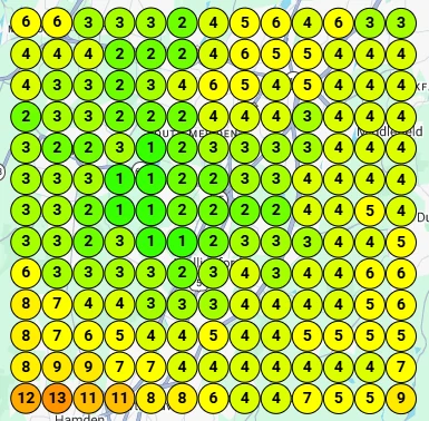 Google ranking grid — plumber ranked #1 across New Haven County, CT