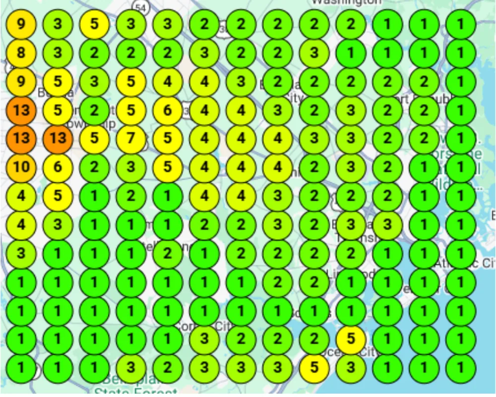 Google ranking grid — Most Valuable Plumbing ranked #1